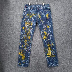 Levis 511 Jeans Men 32x32 Blue Slim Fit Straight Leg Stretch Denim Graphic Print